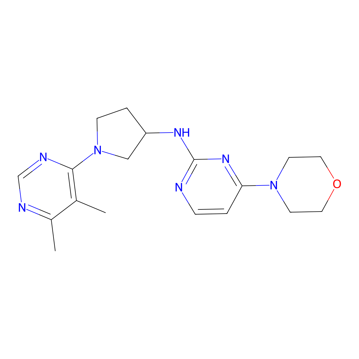 N-[1-(5,6-dimethylpyrimidin-4-yl)pyrrolidin-3-yl]-4-(morpholin-4-yl)pyrimidin-2-amine molecular structure, CAS 3054585-76-8