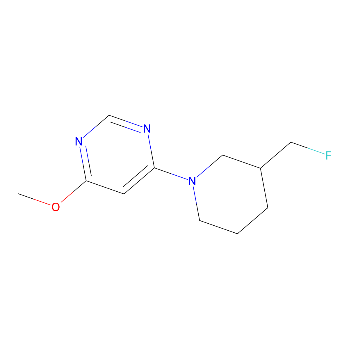 4-[3-(Fluoromethyl)piperidin-1-yl]-6-methoxypyrimidine molecular structure, CAS 3054585-77-9