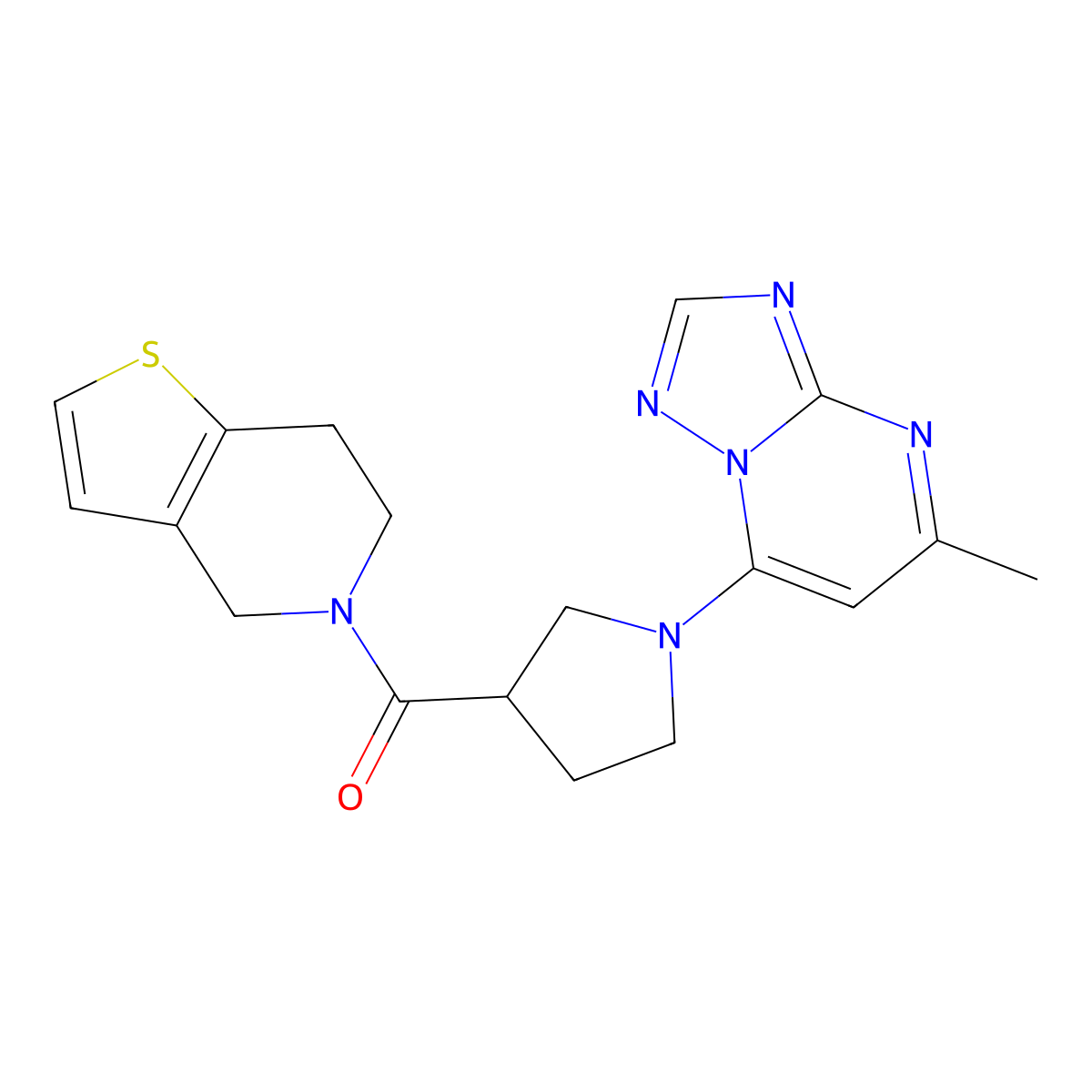 1-{5-methyl-[1,2,4]triazolo[1,5-a]pyrimidin-7-yl}-3-{4H,5H,6H,7H-thieno[3,2-c]pyridine-5-carbonyl}pyrrolidine molecular structure, CAS 3054585-78-0
