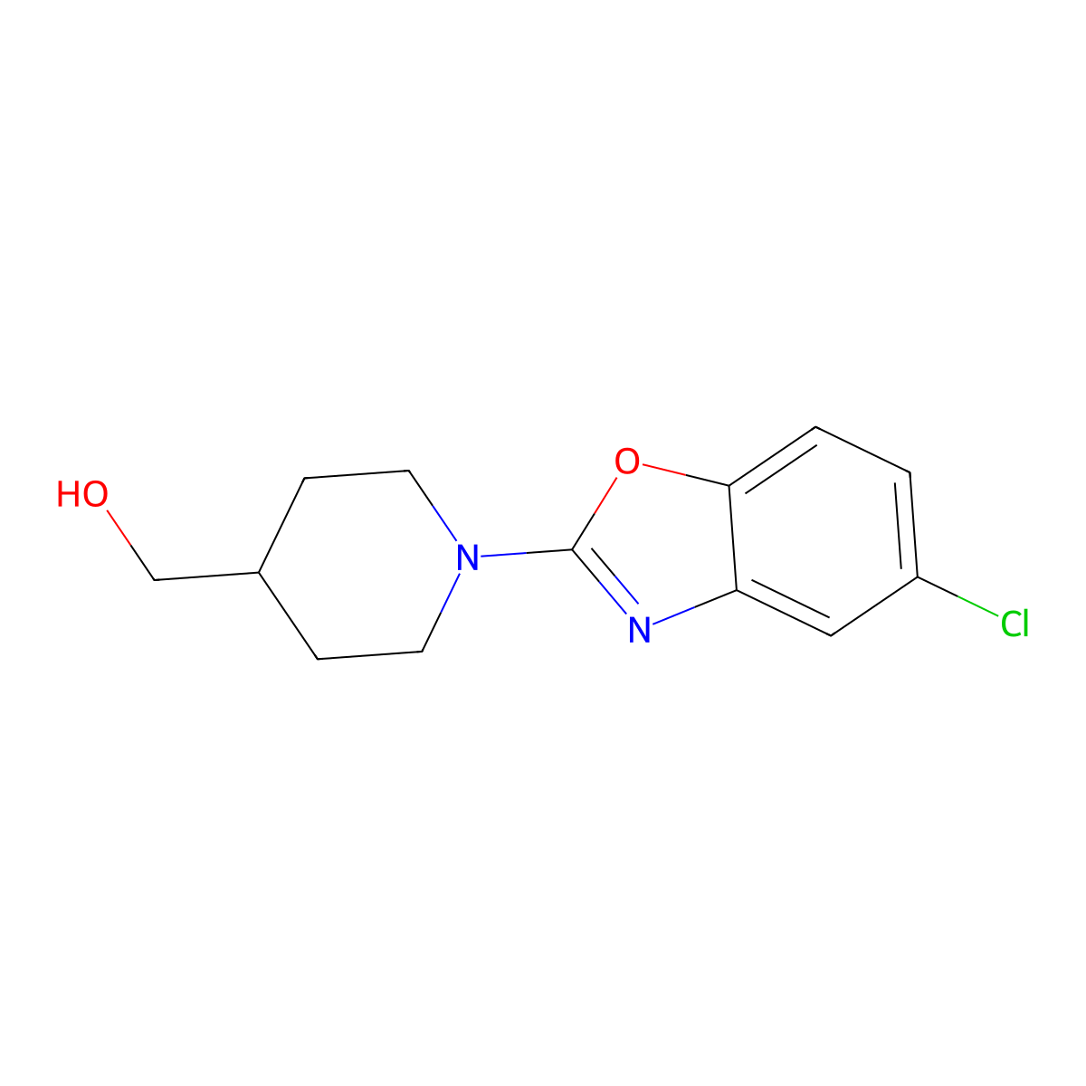 [1-(5-Chloro-1,3-benzoxazol-2-yl)piperidin-4-yl]methanol molecular structure, CAS 3054585-86-0