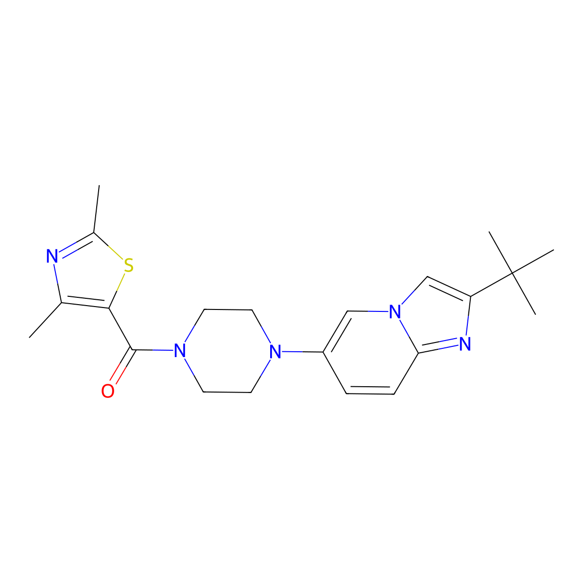 1-{2-Tert-butylimidazo[1,2-a]pyridin-6-yl}-4-(2,4-dimethyl-1,3-thiazole-5-carbonyl)piperazine molecular structure, CAS 3054585-94-0