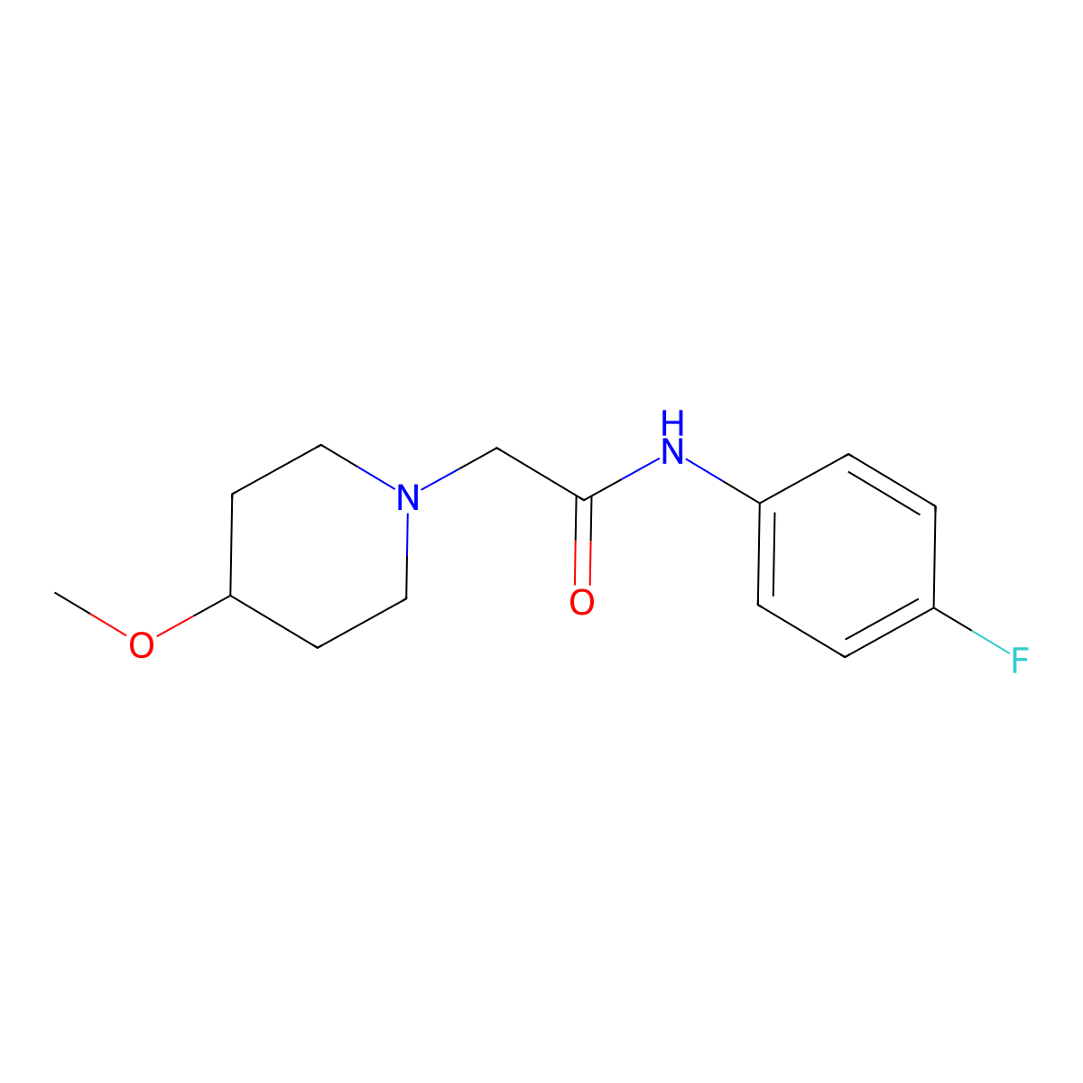 N-(4-fluorophenyl)-2-(4-methoxypiperidin-1-yl)acetamide molecular structure, CAS 3054585-98-4