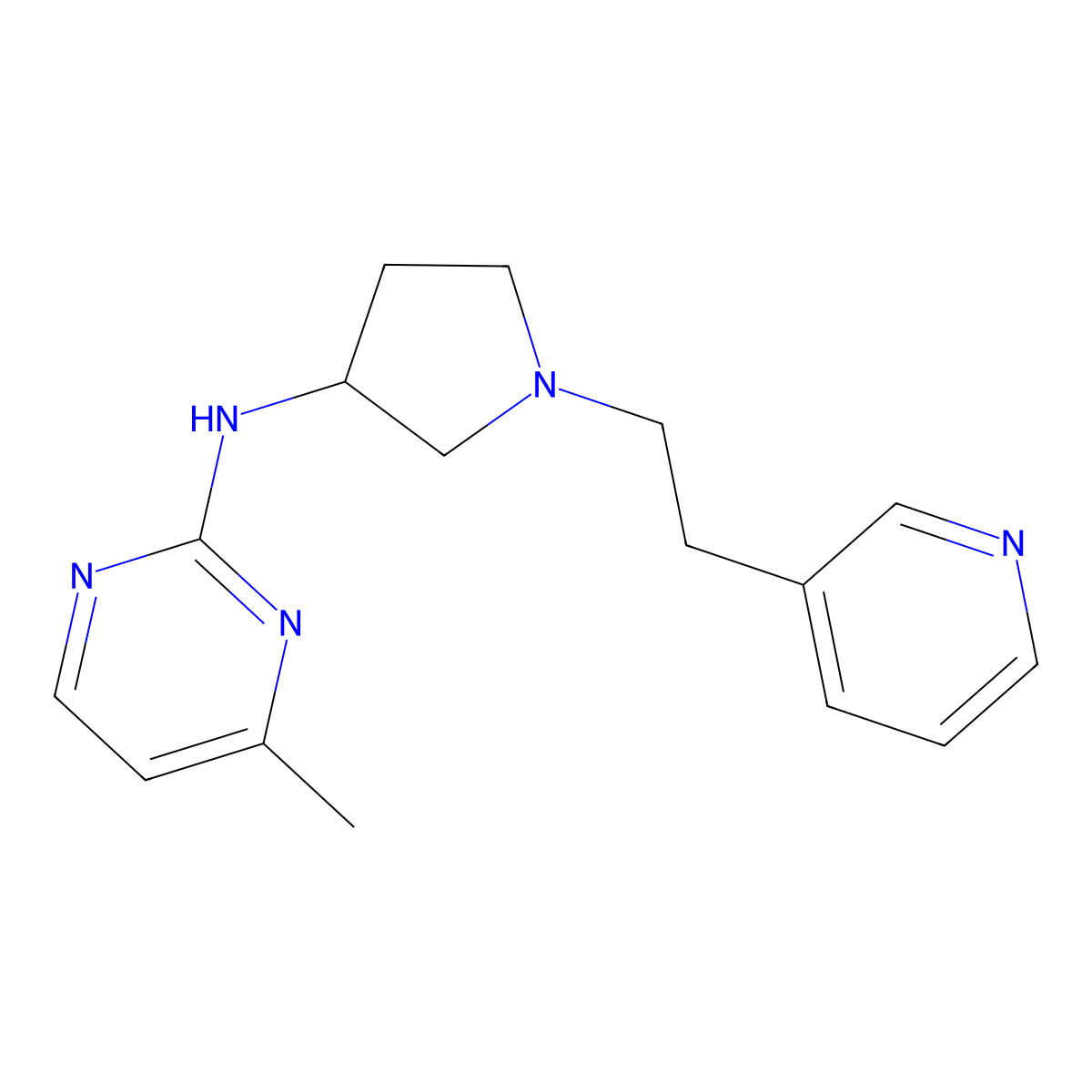 4-methyl-N-{1-[2-(pyridin-3-yl)ethyl]pyrrolidin-3-yl}pyrimidin-2-amine molecular structure, CAS 3054586-04-5