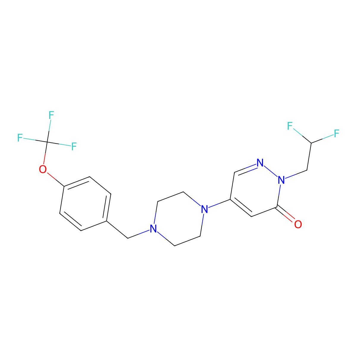 2-(2,2-Difluoroethyl)-5-(4-{[4-(trifluoromethoxy)phenyl]methyl}piperazin-1-yl)-2,3-dihydropyridazin-3-one molecular structure, CAS 3054586-26-1