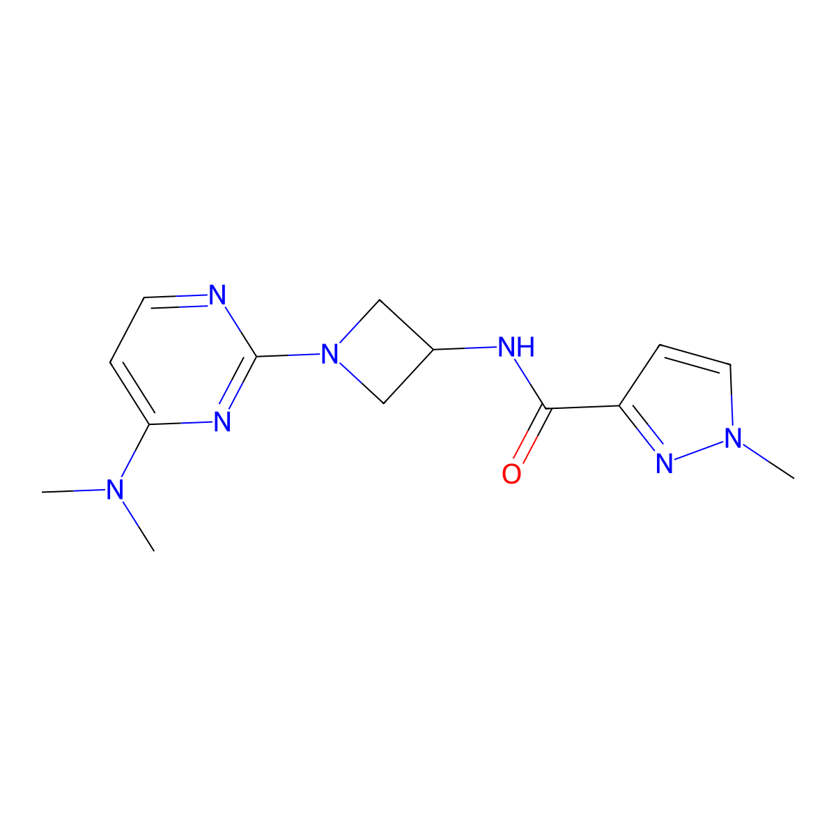 N-{1-[4-(dimethylamino)pyrimidin-2-yl]azetidin-3-yl}-1-methyl-1H-pyrazole-3-carboxamide molecular structure, CAS 3054586-27-2