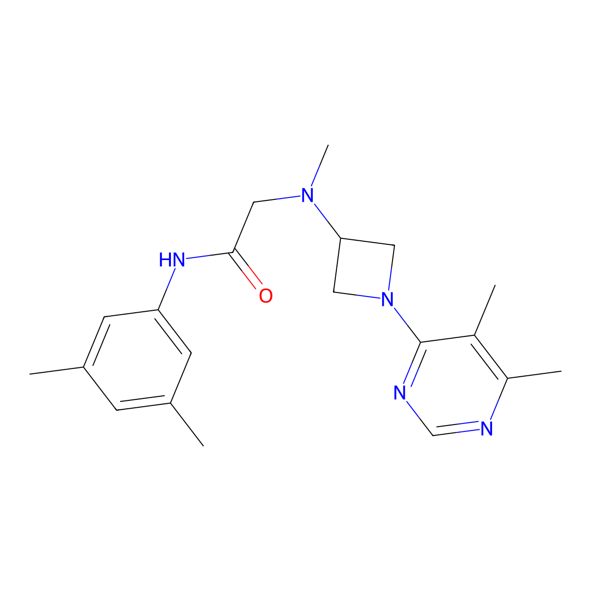 N-(3,5-dimethylphenyl)-2-{[1-(5,6-dimethylpyrimidin-4-yl)azetidin-3-yl](methyl)amino}acetamide molecular structure, CAS 3054586-30-7