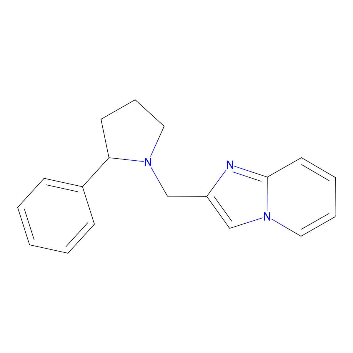 1-({Imidazo[1,2-a]pyridin-2-yl}methyl)-2-phenylpyrrolidine molecular structure, CAS 3054586-35-2