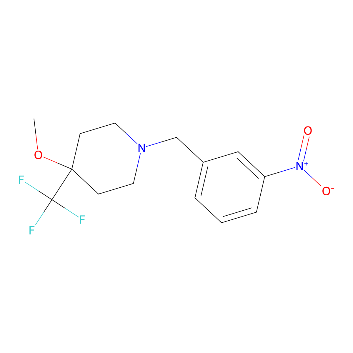 4-Methoxy-1-[(3-nitrophenyl)methyl]-4-(trifluoromethyl)piperidine molecular structure, CAS 3054586-36-3