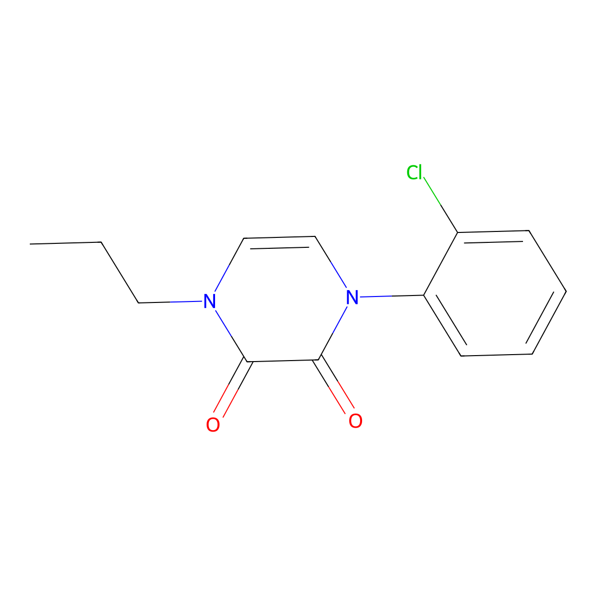 1-(2-Chlorophenyl)-4-propyl-1,2,3,4-tetrahydropyrazine-2,3-dione molecular structure, CAS 3054586-38-5