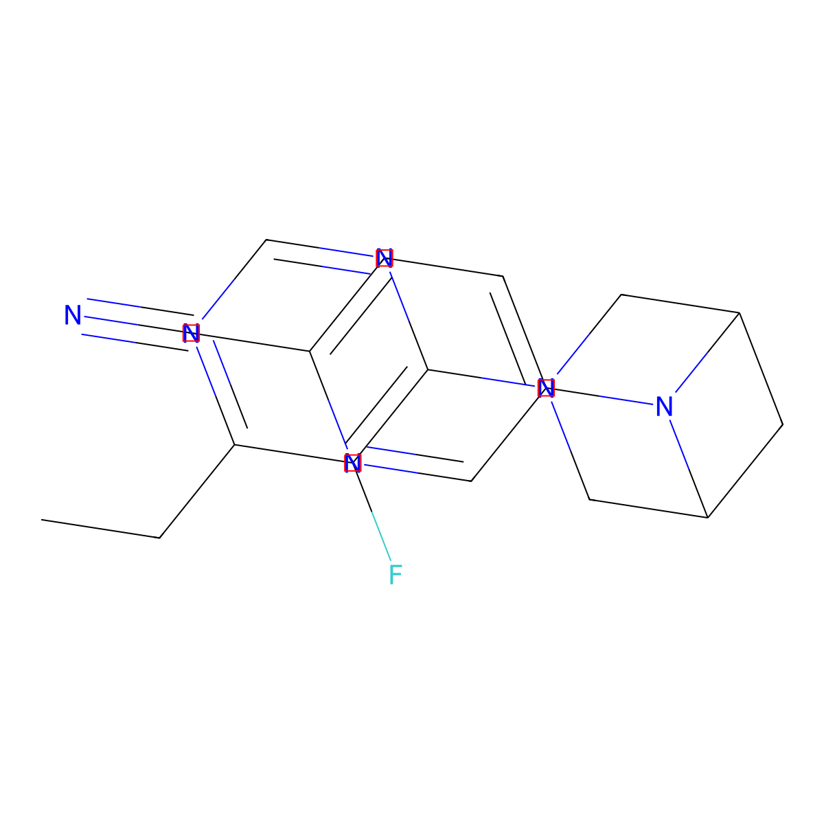 5-[3-(6-Ethyl-5-fluoropyrimidin-4-yl)-3,6-diazabicyclo[3.1.1]heptan-6-yl]pyridine-2-carbonitrile molecular structure, CAS 3054586-39-6