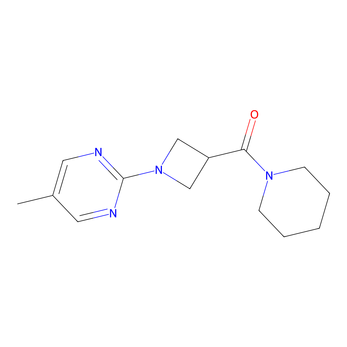 5-Methyl-2-[3-(piperidine-1-carbonyl)azetidin-1-yl]pyrimidine molecular structure, CAS 3054586-42-1
