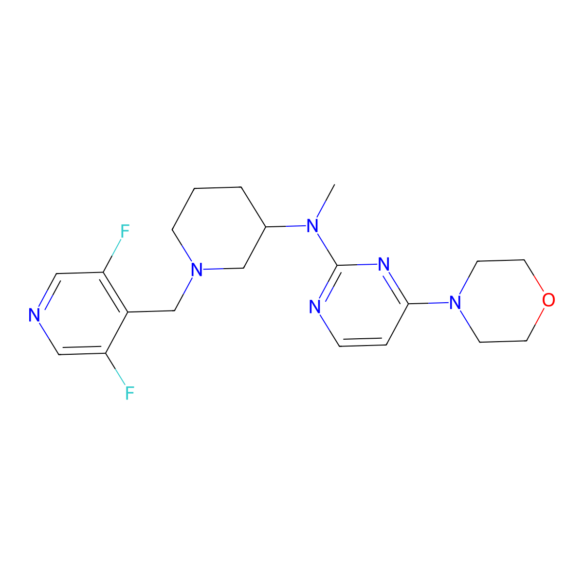 N-{1-[(3,5-difluoropyridin-4-yl)methyl]piperidin-3-yl}-N-methyl-4-(morpholin-4-yl)pyrimidin-2-amine molecular structure, CAS 3054586-47-6