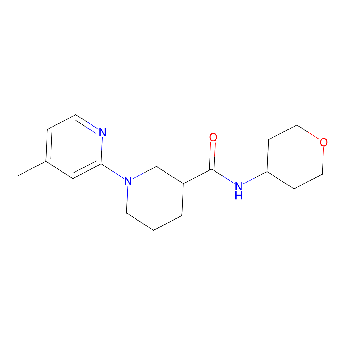 1-(4-methylpyridin-2-yl)-N-(oxan-4-yl)piperidine-3-carboxamide molecular structure, CAS 3054586-51-2
