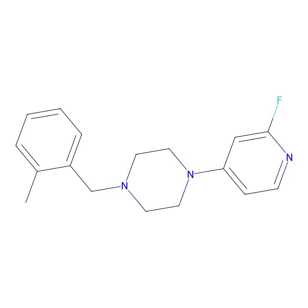 1-(2-Fluoropyridin-4-yl)-4-[(2-methylphenyl)methyl]piperazine molecular structure, CAS 3054586-52-3