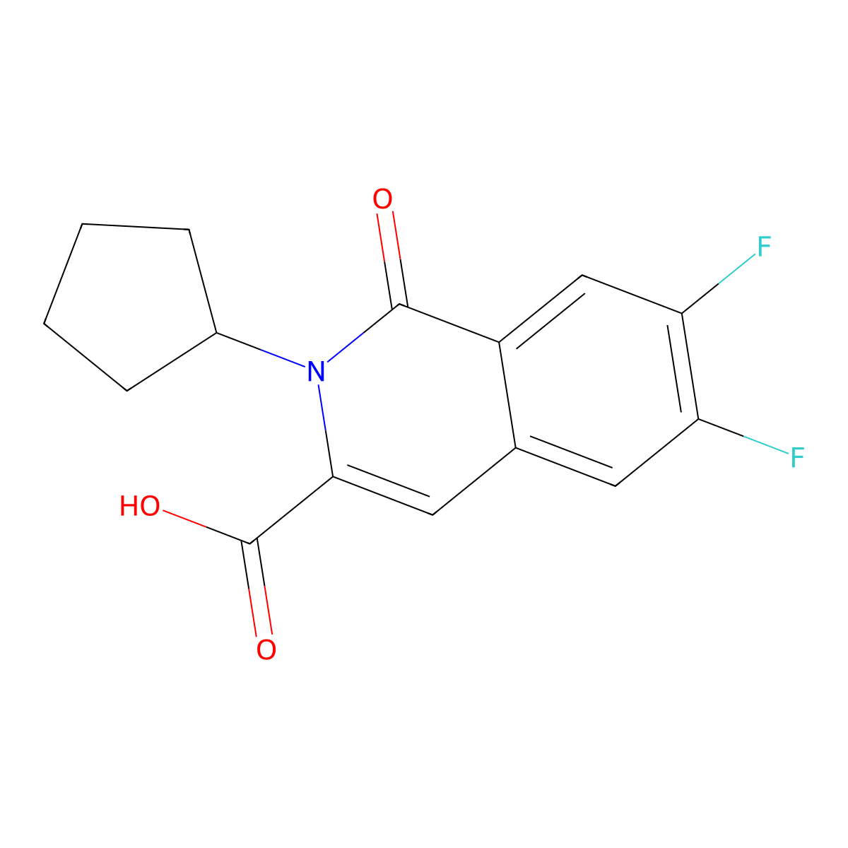2-Cyclopentyl-6,7-difluoro-1-oxoisoquinoline-3-carboxylic acid molecular structure, CAS 3054586-54-5