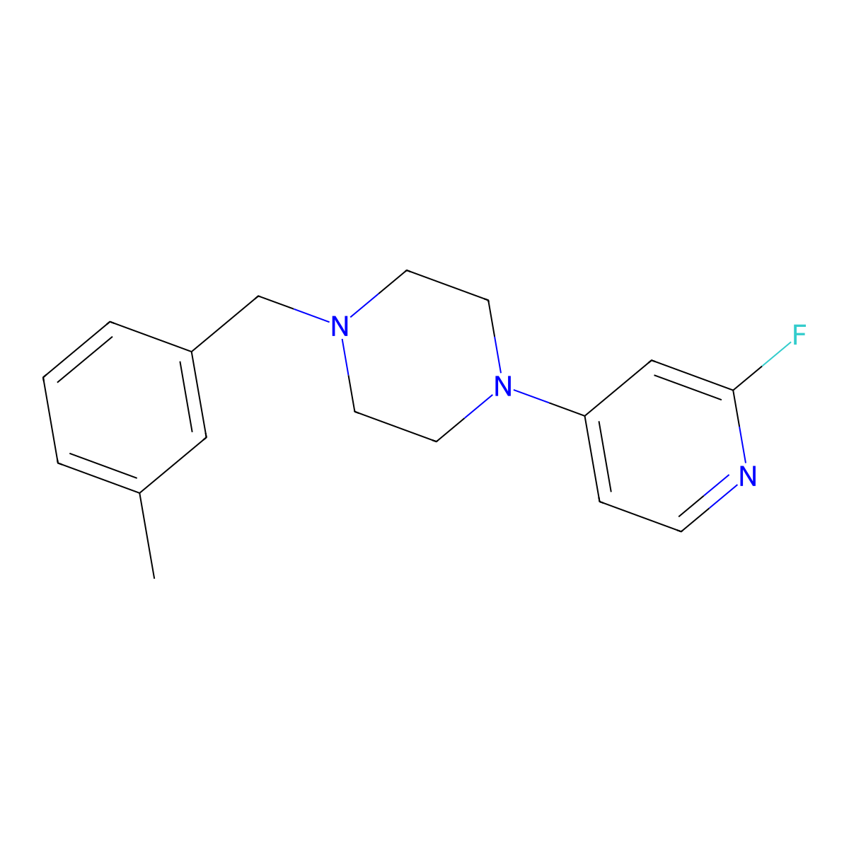 1-(2-Fluoropyridin-4-yl)-4-[(3-methylphenyl)methyl]piperazine molecular structure, CAS 3054586-59-0