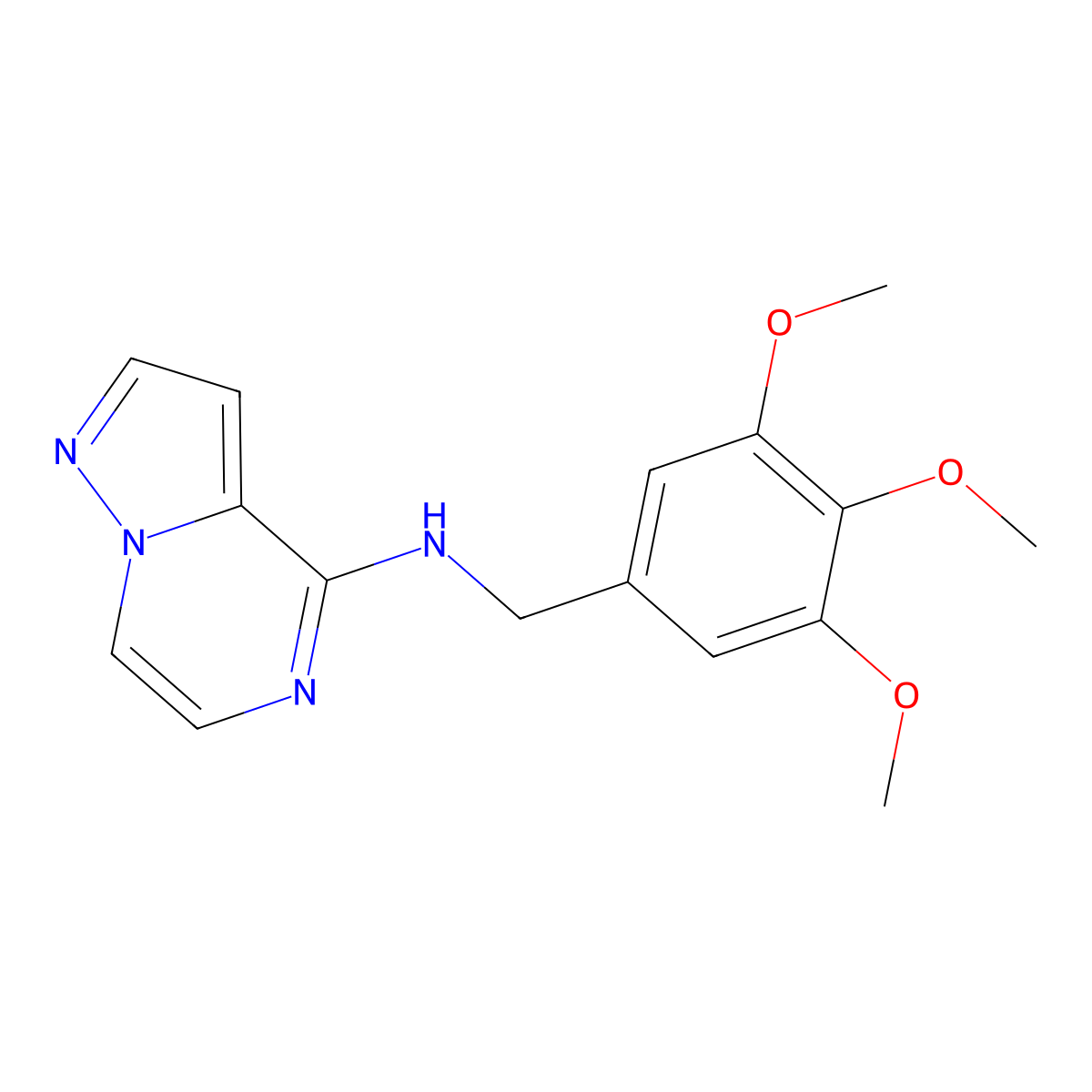 N-[(3,4,5-trimethoxyphenyl)methyl]pyrazolo[1,5-a]pyrazin-4-amine molecular structure, CAS 3054586-60-3