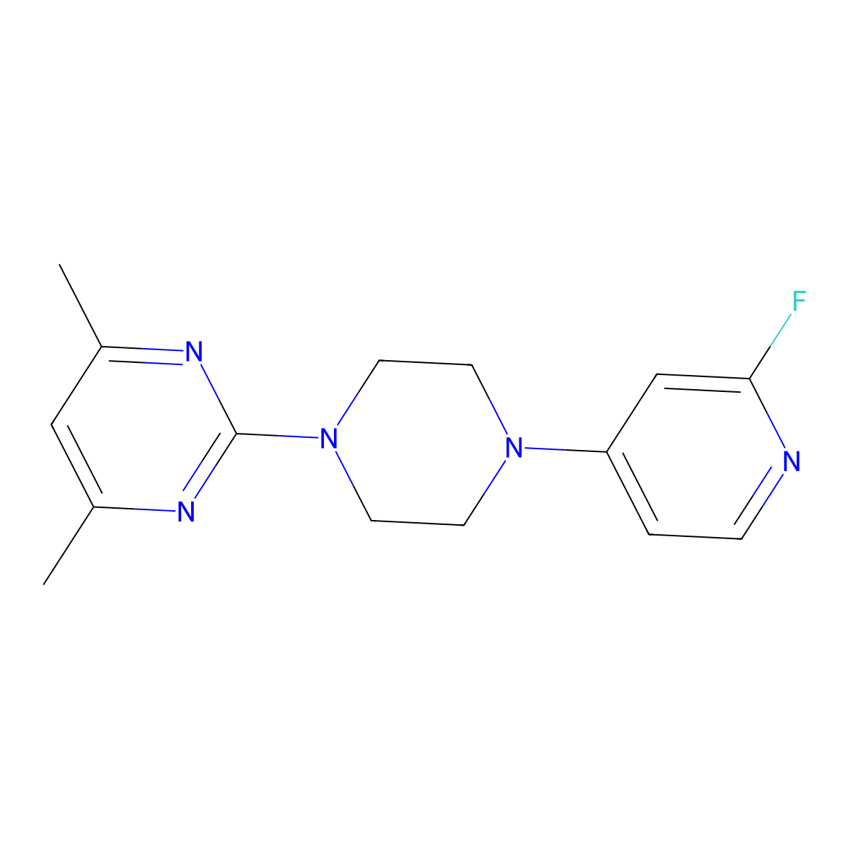 2-[4-(2-Fluoropyridin-4-yl)piperazin-1-yl]-4,6-dimethylpyrimidine molecular structure, CAS 3054586-62-5