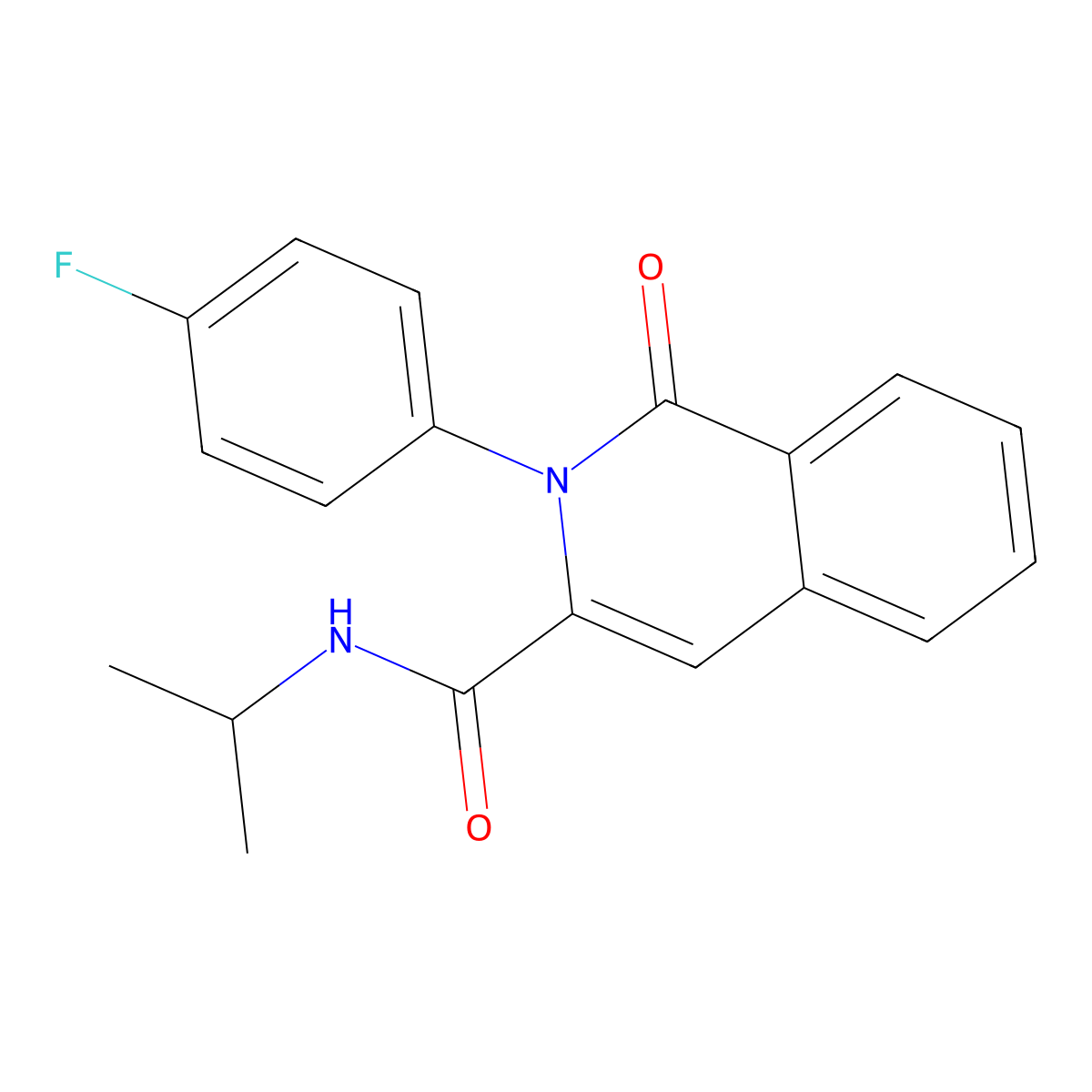 2-(4-fluorophenyl)-1-oxo-N-(propan-2-yl)-1,2-dihydroisoquinoline-3-carboxamide molecular structure, CAS 3054586-74-9