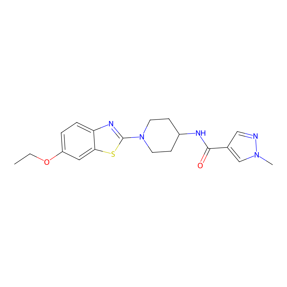 N-[1-(6-ethoxy-1,3-benzothiazol-2-yl)piperidin-4-yl]-1-methyl-1H-pyrazole-4-carboxamide molecular structure, CAS 3054586-77-2