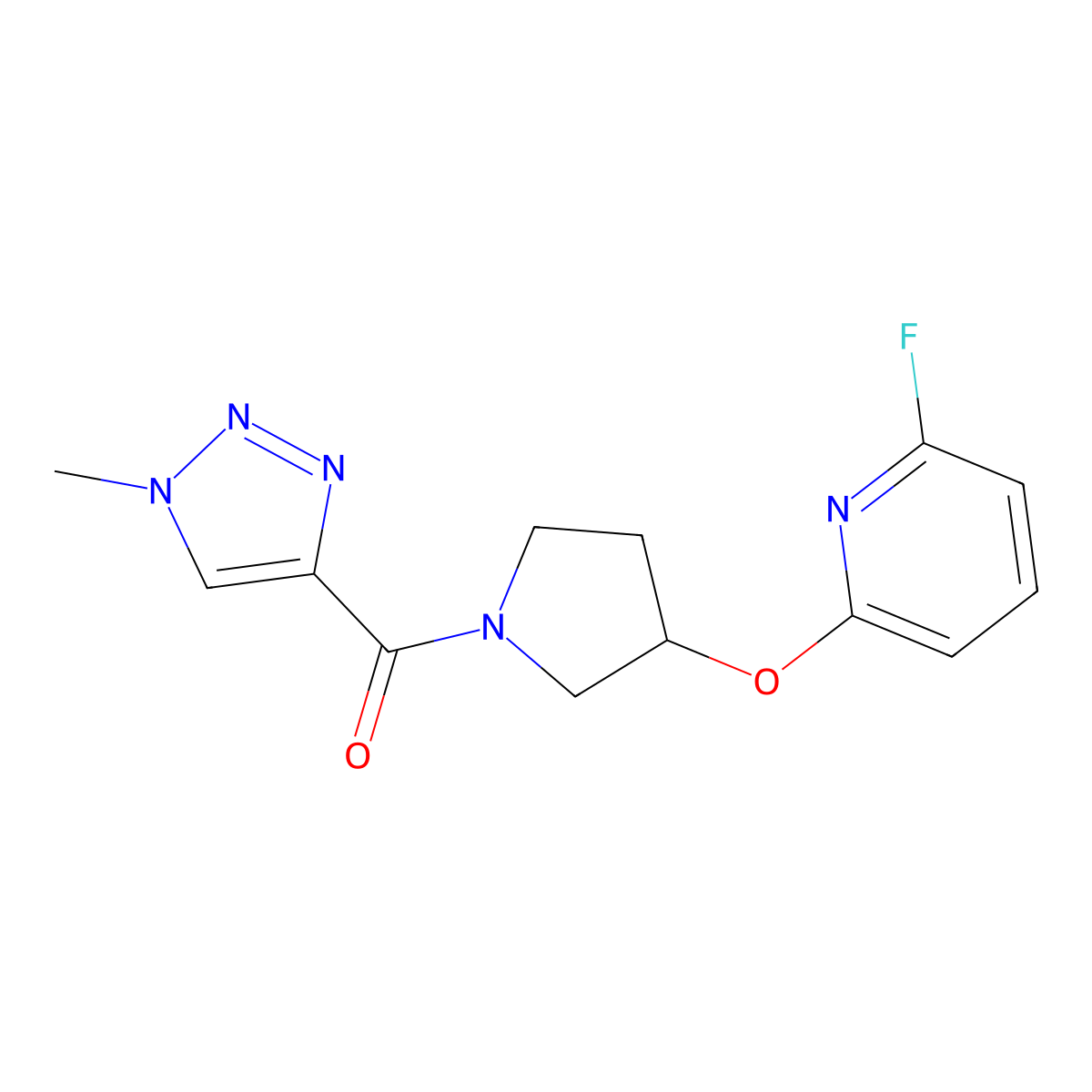 2-fluoro-6-{[1-(1-methyl-1H-1,2,3-triazole-4-carbonyl)pyrrolidin-3-yl]oxy}pyridine molecular structure, CAS 3054586-82-9