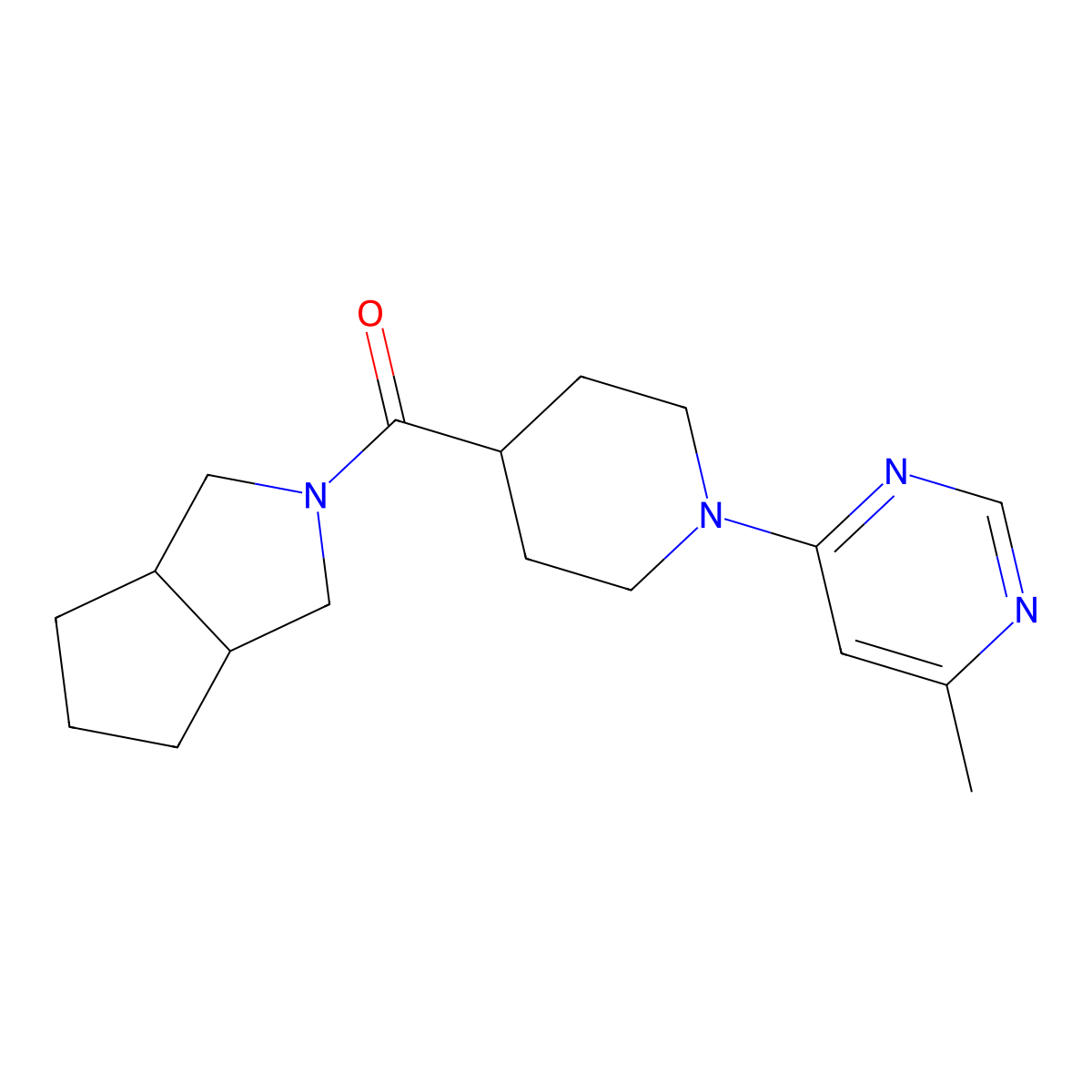 4-Methyl-6-(4-{octahydrocyclopenta[c]pyrrole-2-carbonyl}piperidin-1-yl)pyrimidine molecular structure, CAS 3054586-85-2