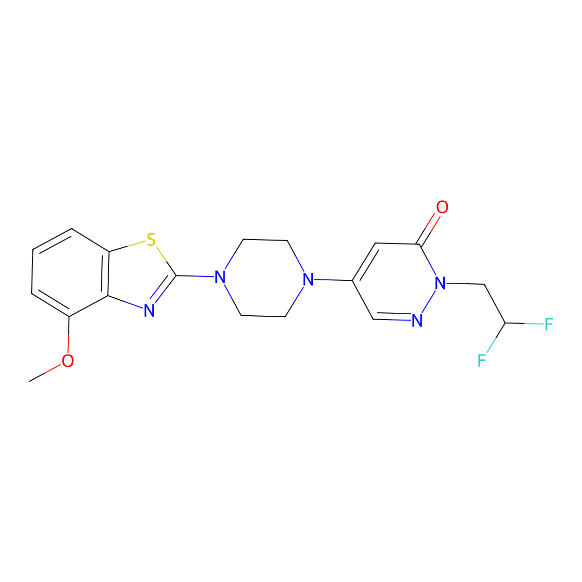 2-(2,2-Difluoroethyl)-5-[4-(4-methoxy-1,3-benzothiazol-2-yl)piperazin-1-yl]-2,3-dihydropyridazin-3-one molecular structure, CAS 3054586-88-5