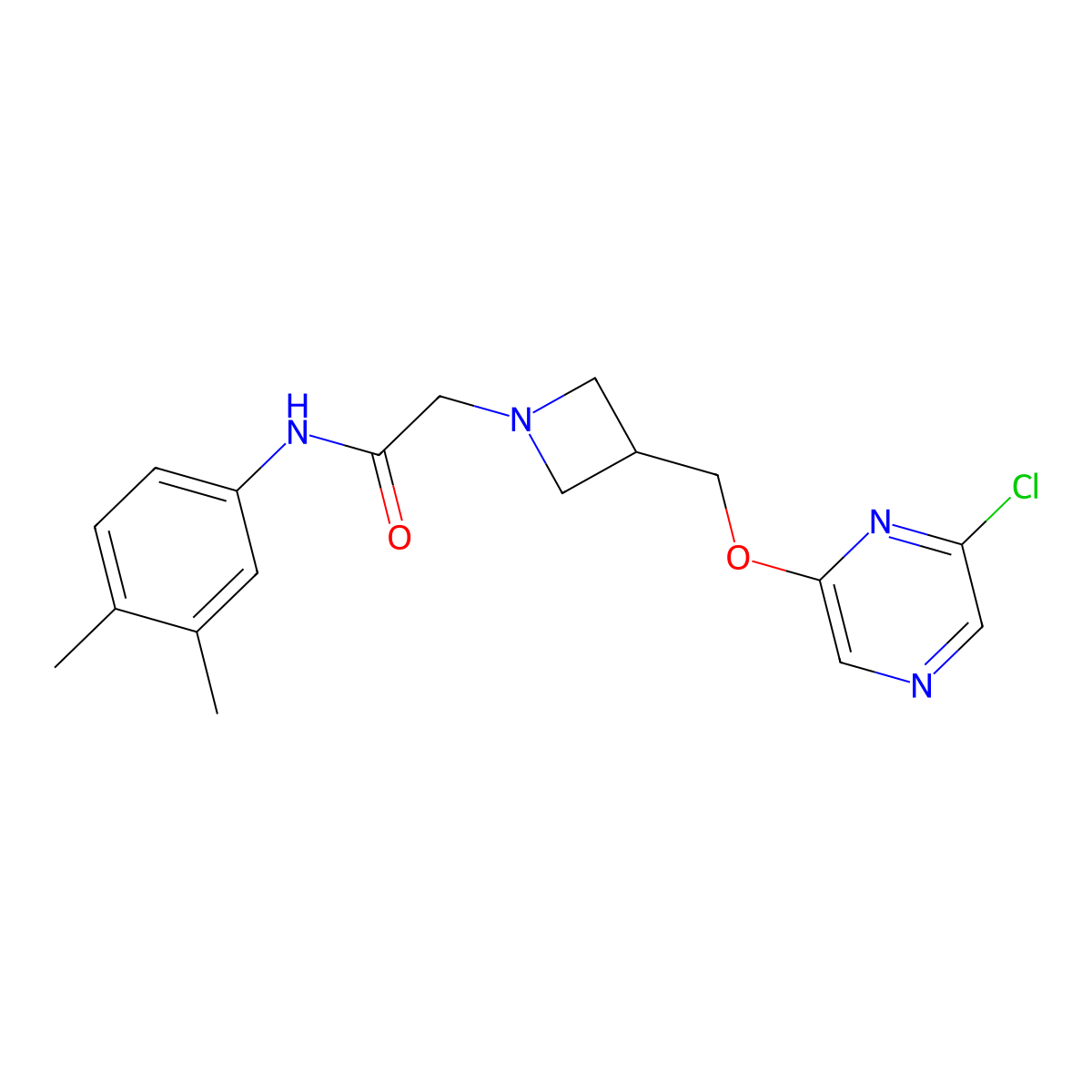 2-(3-{[(6-chloropyrazin-2-yl)oxy]methyl}azetidin-1-yl)-N-(3,4-dimethylphenyl)acetamide molecular structure, CAS 3054586-89-6