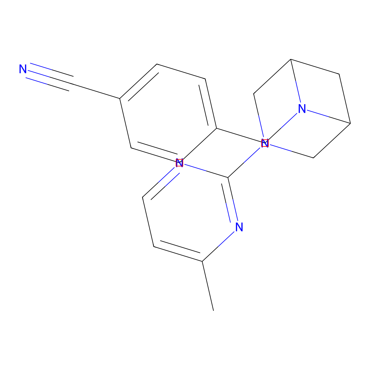 4-{[3-(4-Methylpyrimidin-2-yl)-3,6-diazabicyclo[3.1.1]heptan-6-yl]methyl}benzonitrile molecular structure, CAS 3054586-92-1