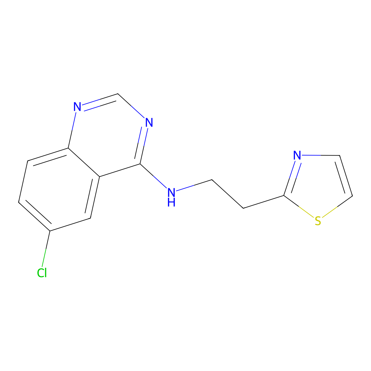 6-chloro-N-[2-(1,3-thiazol-2-yl)ethyl]quinazolin-4-amine molecular structure, CAS 3054586-94-3