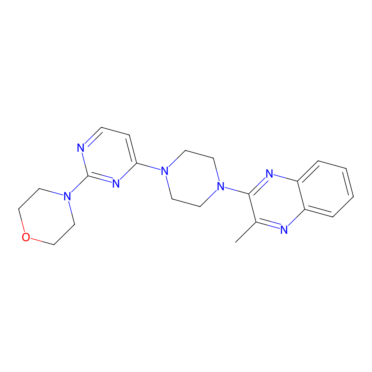 2-Methyl-3-{4-[2-(morpholin-4-yl)pyrimidin-4-yl]piperazin-1-yl}quinoxaline molecular structure, CAS 3054586-96-5