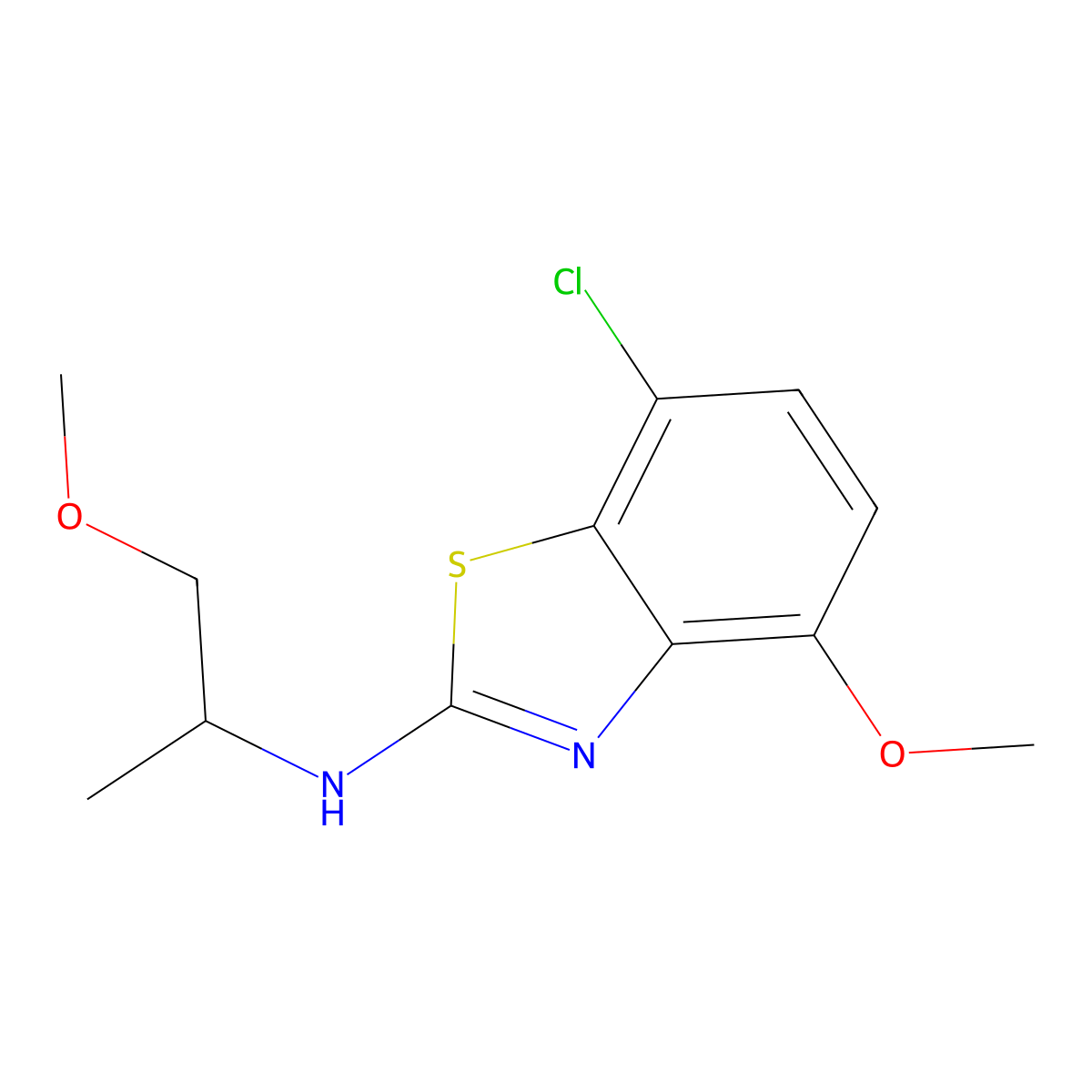 7-chloro-4-methoxy-N-(1-methoxypropan-2-yl)-1,3-benzothiazol-2-amine molecular structure, CAS 3054586-97-6