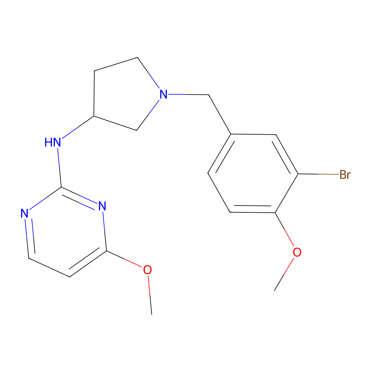 N-{1-[(3-bromo-4-methoxyphenyl)methyl]pyrrolidin-3-yl}-4-methoxypyrimidin-2-amine molecular structure, CAS 3054587-01-5
