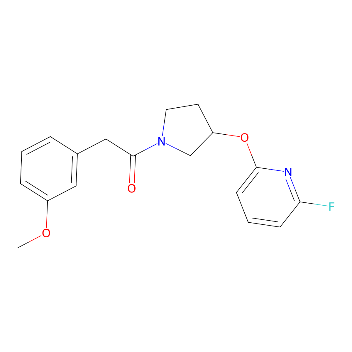 1-{3-[(6-Fluoropyridin-2-yl)oxy]pyrrolidin-1-yl}-2-(3-methoxyphenyl)ethan-1-one molecular structure, CAS 3054587-02-6