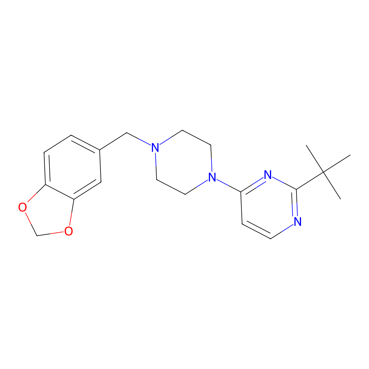4-{4-[(2H-1,3-benzodioxol-5-yl)methyl]piperazin-1-yl}-2-tert-butylpyrimidine molecular structure, CAS 3054587-05-9