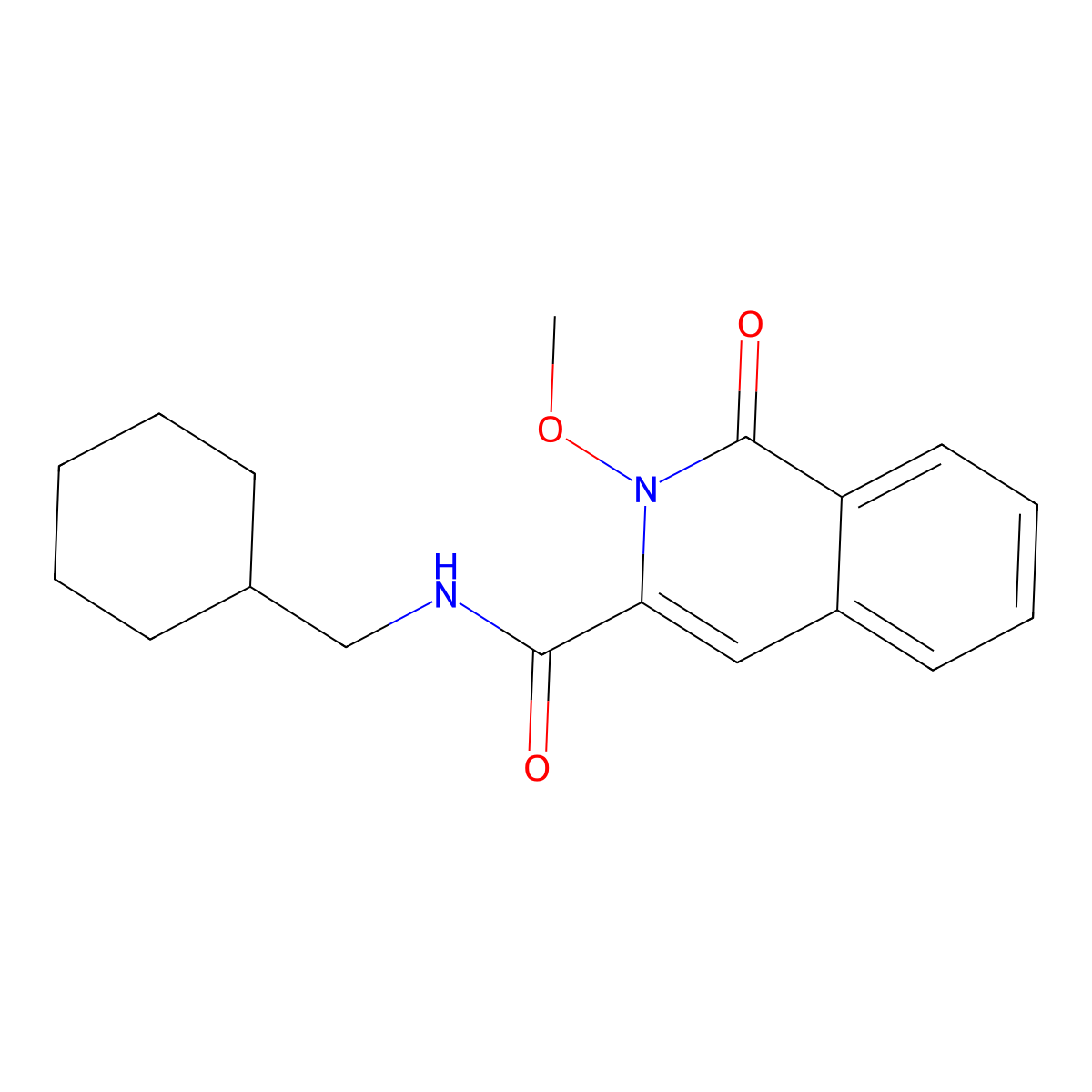 N-(cyclohexylmethyl)-2-methoxy-1-oxo-1,2-dihydroisoquinoline-3-carboxamide molecular structure, CAS 3054587-06-0