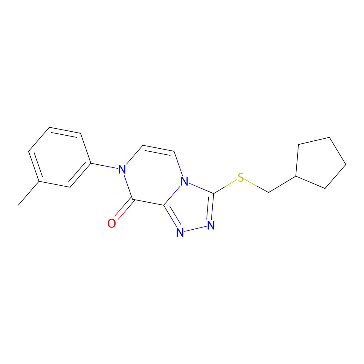 3-[(cyclopentylmethyl)sulfanyl]-7-(3-methylphenyl)-7H,8H-[1,2,4]triazolo[4,3-a]pyrazin-8-one molecular structure, CAS 3054587-14-0