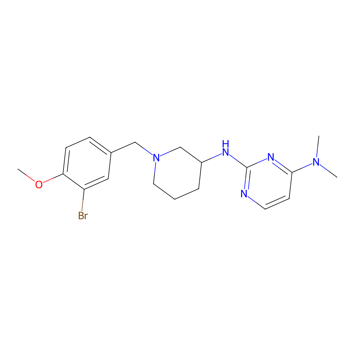N2-{1-[(3-bromo-4-methoxyphenyl)methyl]piperidin-3-yl}-N4,N4-dimethylpyrimidine-2,4-diamine molecular structure, CAS 3054587-20-8