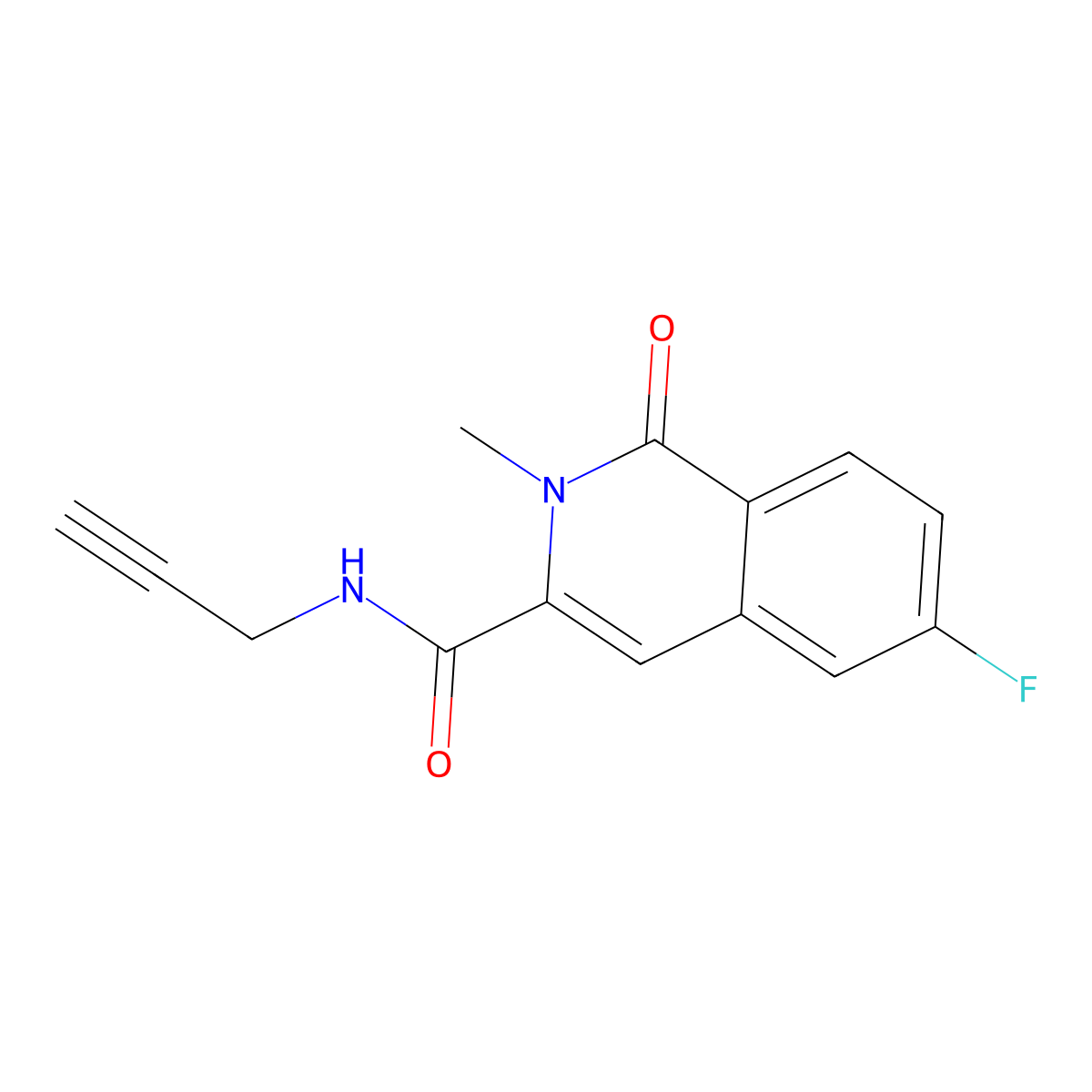 6-fluoro-2-methyl-1-oxo-N-(prop-2-yn-1-yl)-1,2-dihydroisoquinoline-3-carboxamide molecular structure, CAS 3054587-22-0