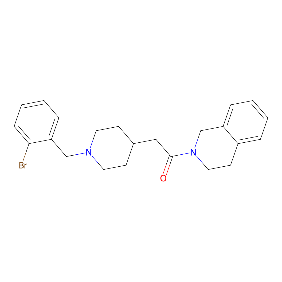 2-{1-[(2-Bromophenyl)methyl]piperidin-4-yl}-1-(1,2,3,4-tetrahydroisoquinolin-2-yl)ethan-1-one molecular structure, CAS 3054587-23-1