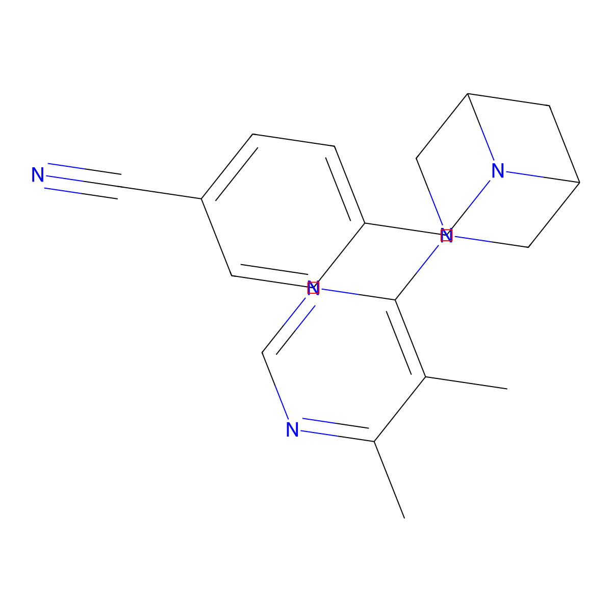 4-{[3-(5,6-Dimethylpyrimidin-4-yl)-3,6-diazabicyclo[3.1.1]heptan-6-yl]methyl}benzonitrile molecular structure, CAS 3054587-25-3