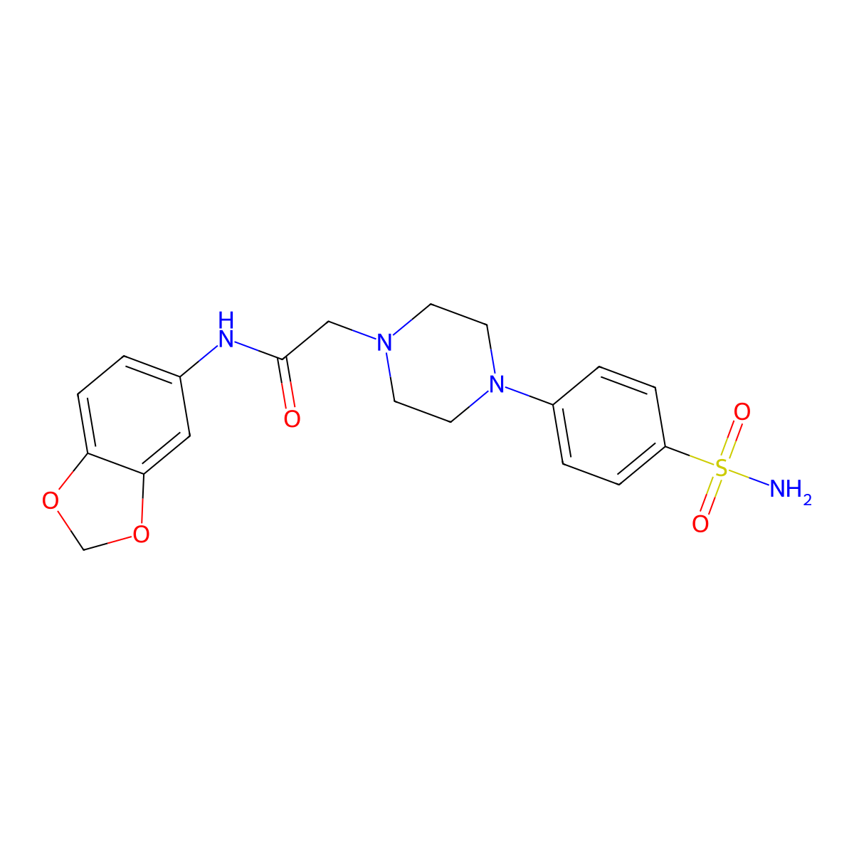 N-(2H-1,3-benzodioxol-5-yl)-2-[4-(4-sulfamoylphenyl)piperazin-1-yl]acetamide molecular structure, CAS 3054587-29-7