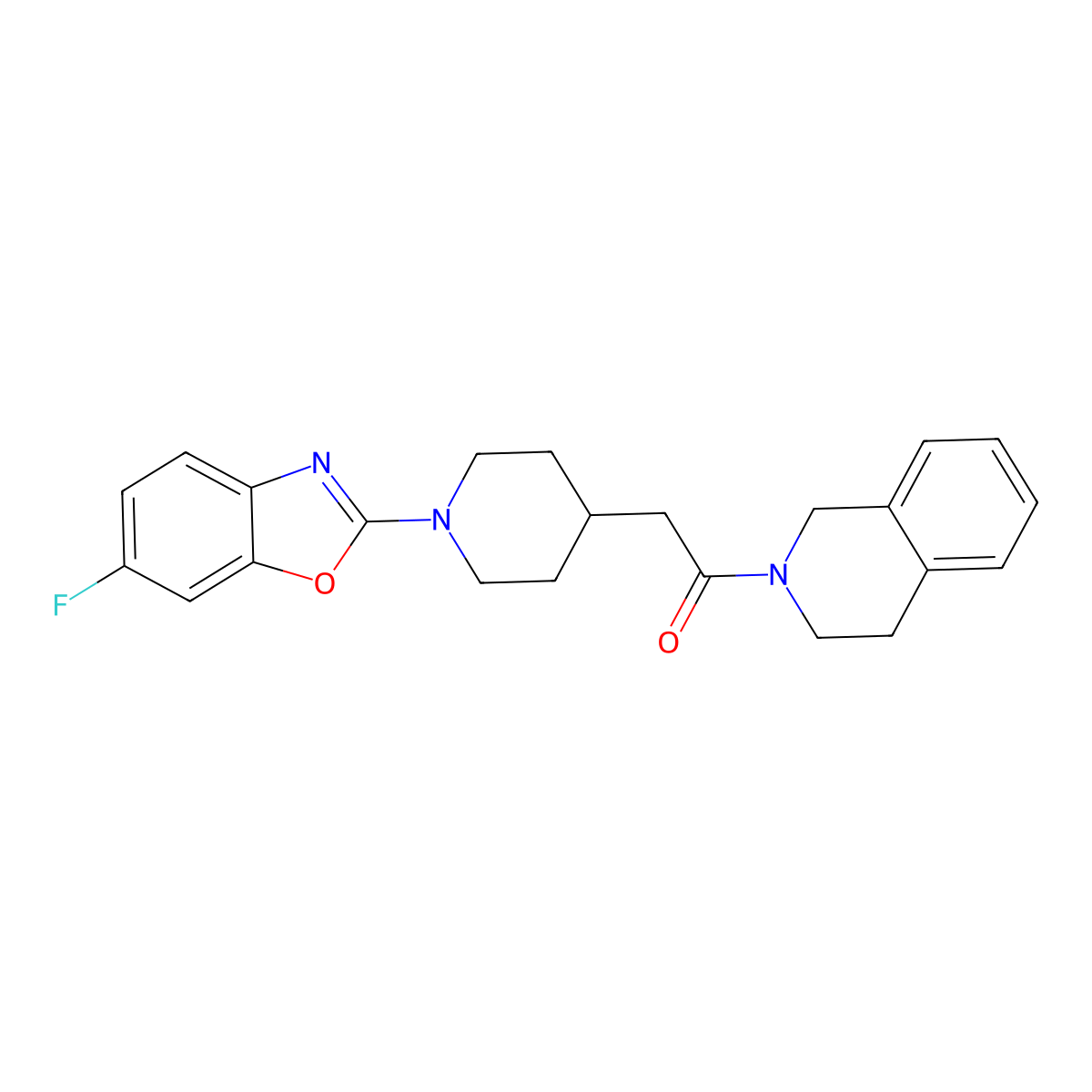 2-[1-(6-Fluoro-1,3-benzoxazol-2-yl)piperidin-4-yl]-1-(1,2,3,4-tetrahydroisoquinolin-2-yl)ethan-1-one molecular structure, CAS 3054587-35-5