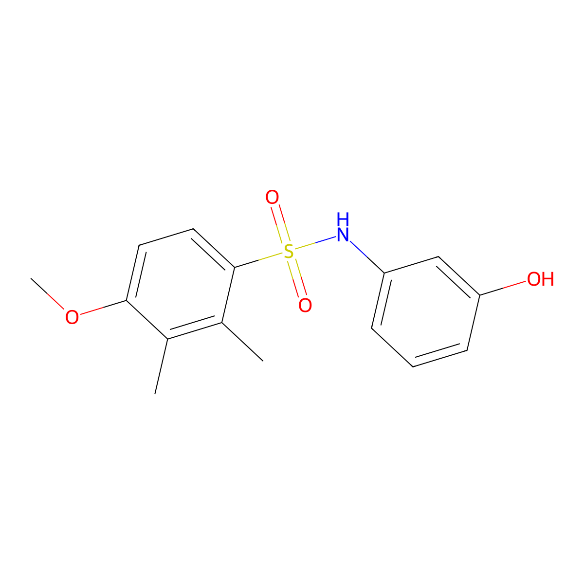 N-(3-hydroxyphenyl)-4-methoxy-2,3-dimethylbenzene-1-sulfonamide molecular structure, CAS 3054587-37-7