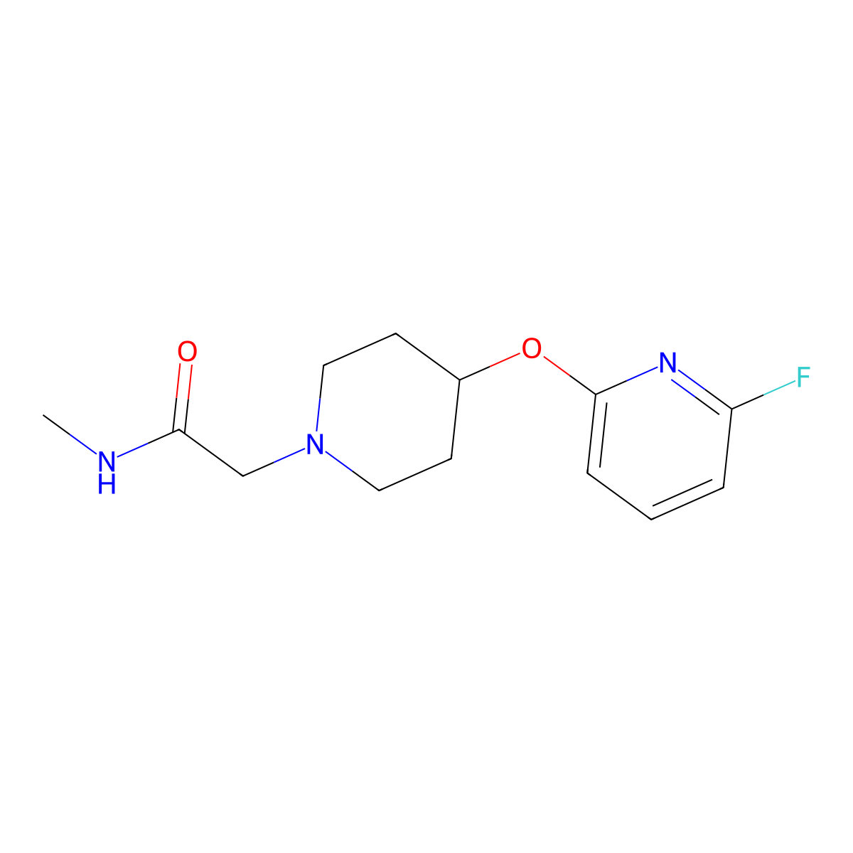 2-[4-(6-fluoropyridin-2-yl)oxypiperidin-1-yl]-N-methylacetamide molecular structure, CAS 3054587-38-8