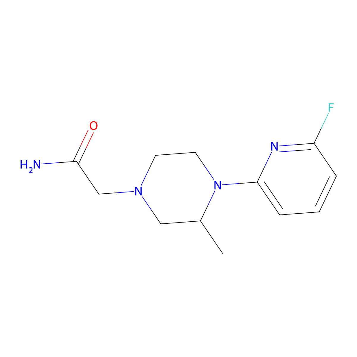 2-[4-(6-Fluoropyridin-2-yl)-3-methylpiperazin-1-yl]acetamide molecular structure, CAS 3054587-40-2