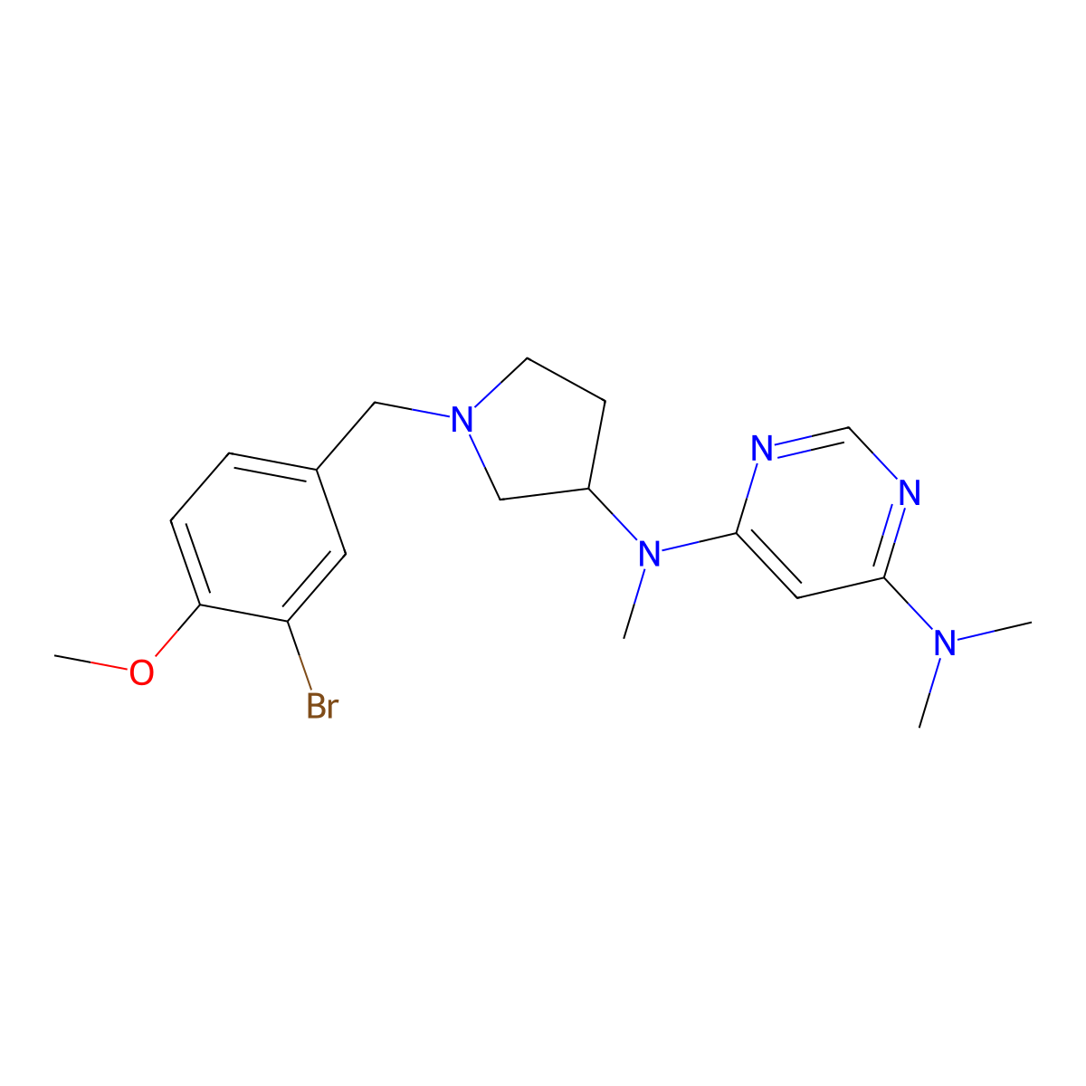 N4-{1-[(3-bromo-4-methoxyphenyl)methyl]pyrrolidin-3-yl}-N4,N6,N6-trimethylpyrimidine-4,6-diamine molecular structure, CAS 3054587-47-9
