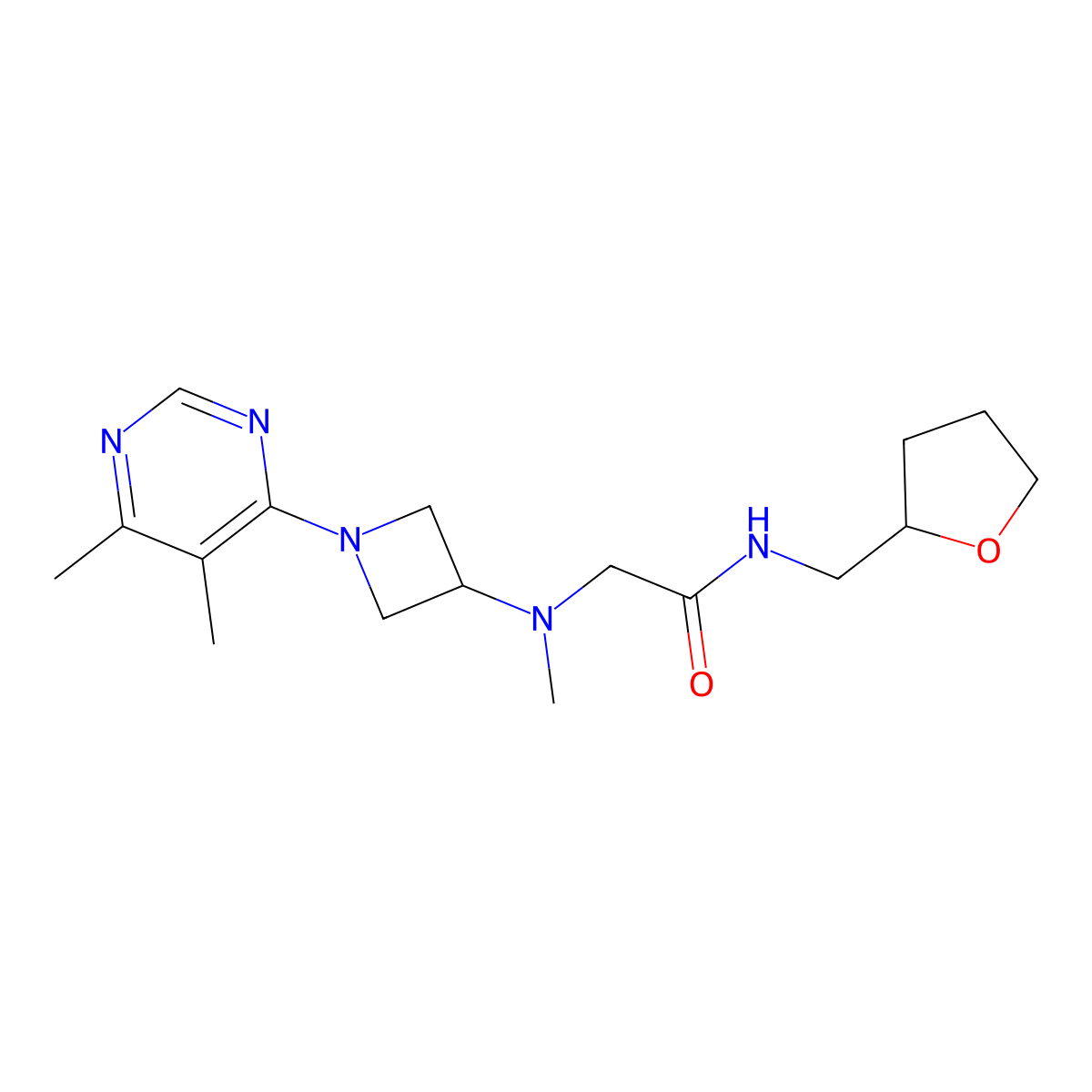 2-{[1-(5,6-dimethylpyrimidin-4-yl)azetidin-3-yl](methyl)amino}-N-[(oxolan-2-yl)methyl]acetamide molecular structure, CAS 3054587-50-4