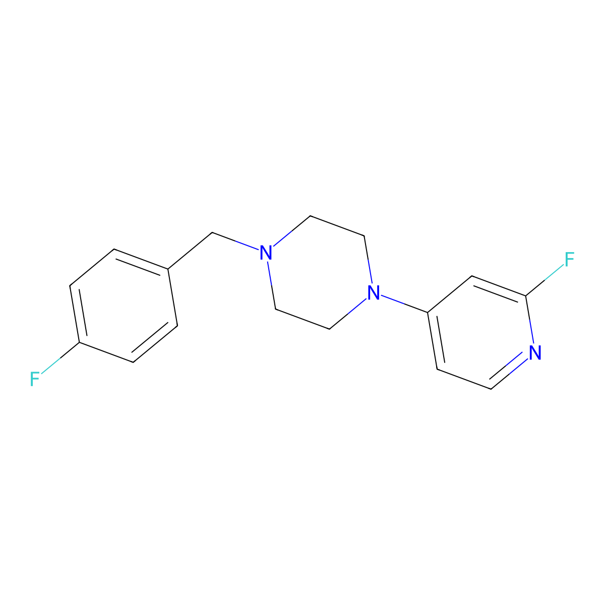 1-[(4-Fluorophenyl)methyl]-4-(2-fluoropyridin-4-yl)piperazine molecular structure, CAS 3054587-51-5