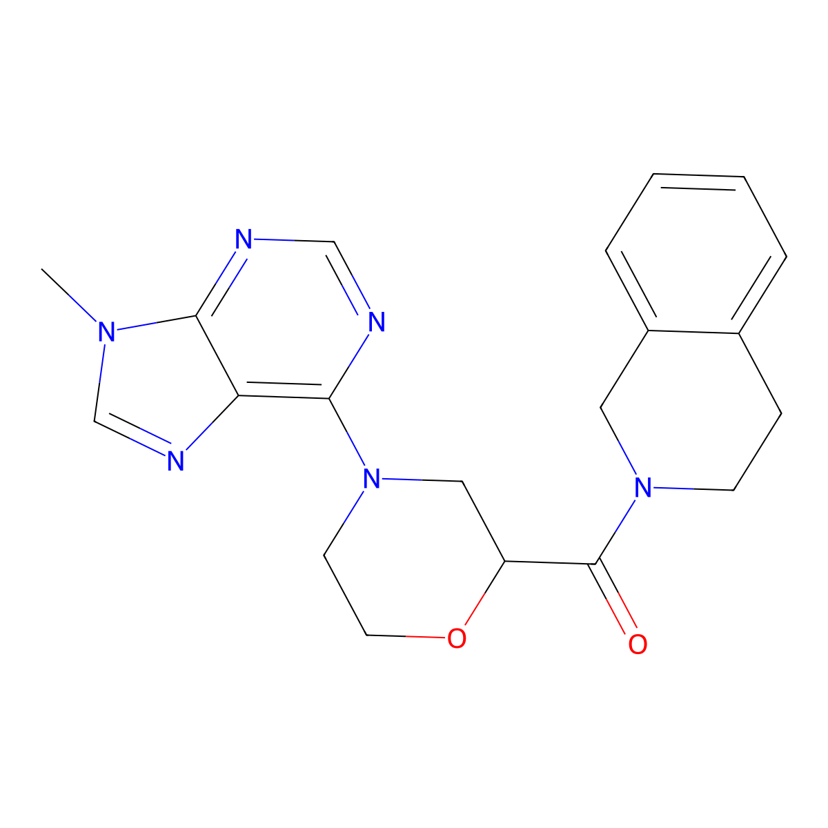2-[4-(9-methyl-9H-purin-6-yl)morpholine-2-carbonyl]-1,2,3,4-tetrahydroisoquinoline molecular structure, CAS 3054587-54-8